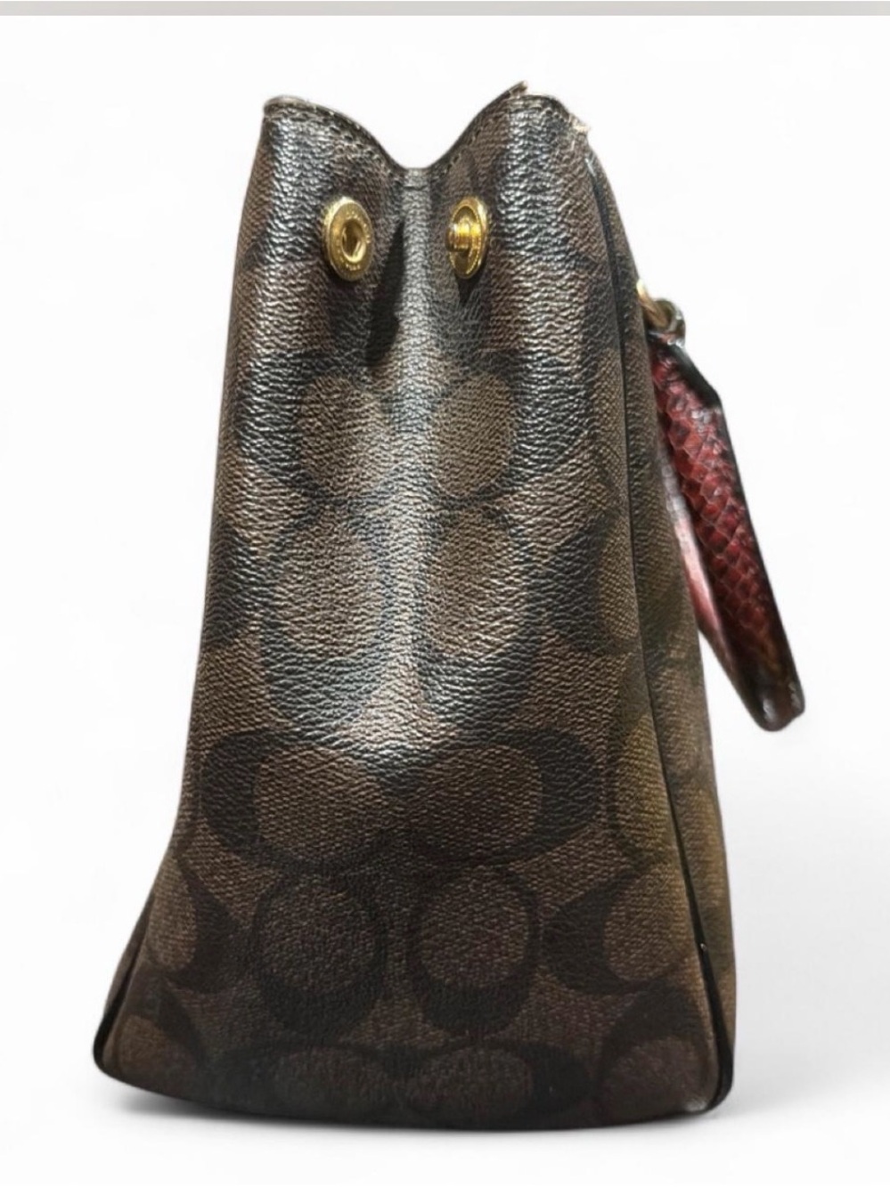 Coach Surrey Carryall in Signature Canvas Snake Skin Handles - Picture 4 of 8